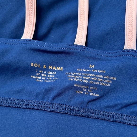 Sol & Mane Alexandria Strappy Two Tone Bra in Royal Blue & Blush, Size Medium - Picture 9 of 12